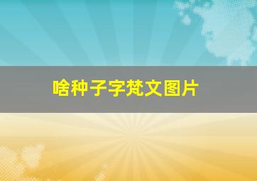 啥种子字梵文图片