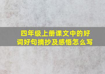 四年级上册课文中的好词好句摘抄及感悟怎么写