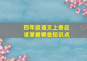 四年级语文上册应该掌握哪些知识点