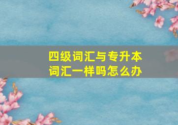 四级词汇与专升本词汇一样吗怎么办