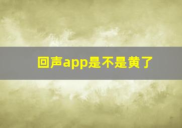 回声app是不是黄了