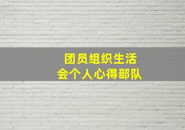 团员组织生活会个人心得部队