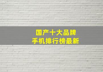 国产十大品牌手机排行榜最新