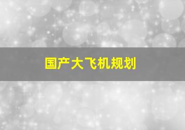 国产大飞机规划