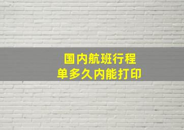 国内航班行程单多久内能打印