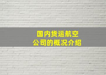 国内货运航空公司的概况介绍