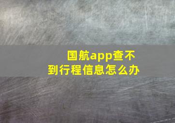 国航app查不到行程信息怎么办