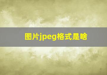 图片jpeg格式是啥