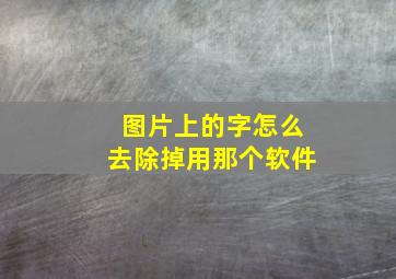 图片上的字怎么去除掉用那个软件