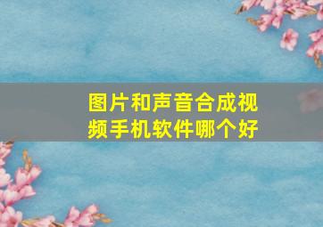 图片和声音合成视频手机软件哪个好