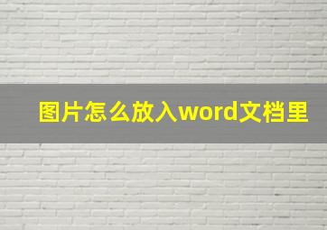 图片怎么放入word文档里