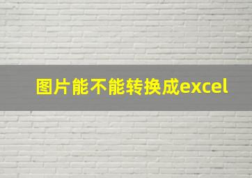 图片能不能转换成excel