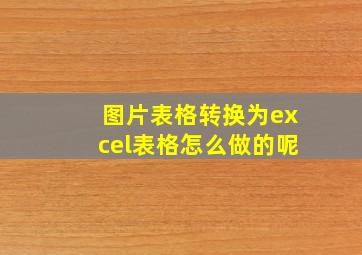 图片表格转换为excel表格怎么做的呢