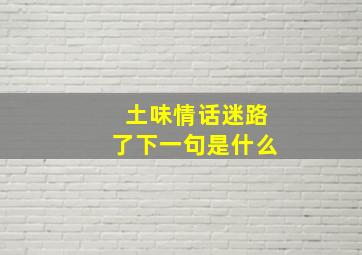 土味情话迷路了下一句是什么