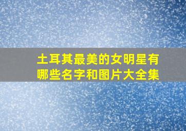 土耳其最美的女明星有哪些名字和图片大全集