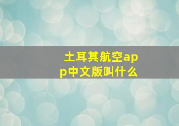 土耳其航空app中文版叫什么