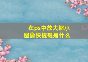 在ps中放大缩小图像快捷键是什么