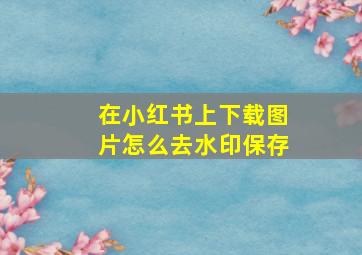 在小红书上下载图片怎么去水印保存