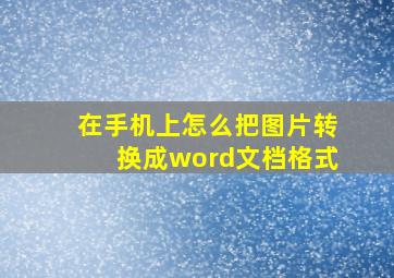 在手机上怎么把图片转换成word文档格式