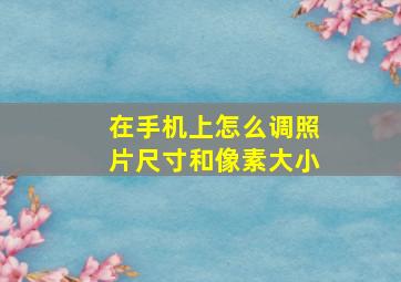 在手机上怎么调照片尺寸和像素大小