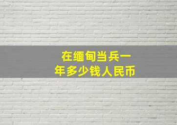 在缅甸当兵一年多少钱人民币