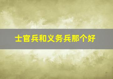 士官兵和义务兵那个好