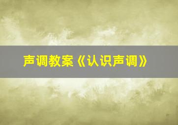 声调教案《认识声调》