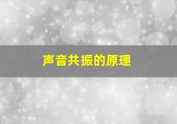 声音共振的原理