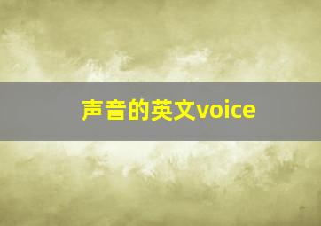 声音的英文voice