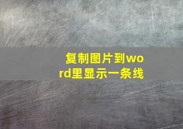 复制图片到word里显示一条线