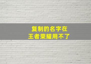 复制的名字在王者荣耀用不了