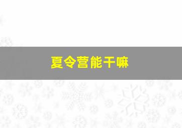 夏令营能干嘛