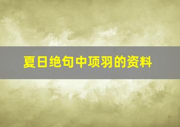 夏日绝句中项羽的资料