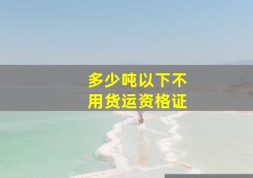 多少吨以下不用货运资格证