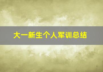 大一新生个人军训总结