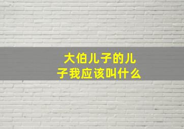 大伯儿子的儿子我应该叫什么