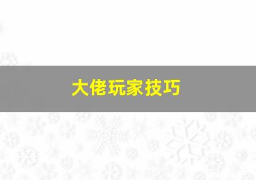 大佬玩家技巧