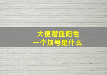 大便潜血阳性一个加号是什么