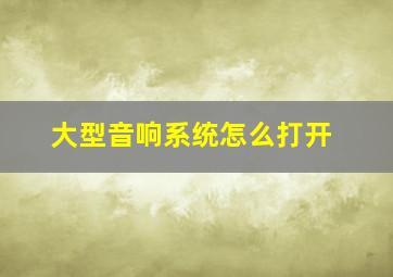 大型音响系统怎么打开