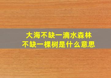 大海不缺一滴水森林不缺一棵树是什么意思