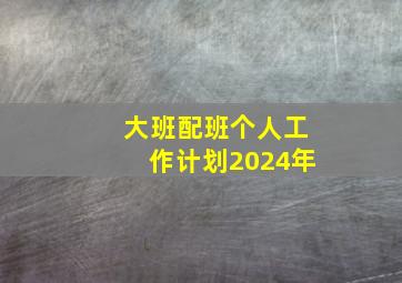 大班配班个人工作计划2024年