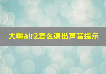 大疆air2怎么调出声音提示