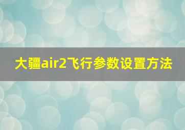 大疆air2飞行参数设置方法