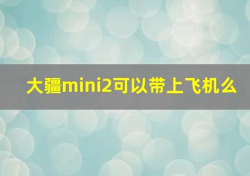 大疆mini2可以带上飞机么