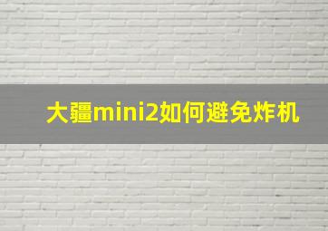 大疆mini2如何避免炸机