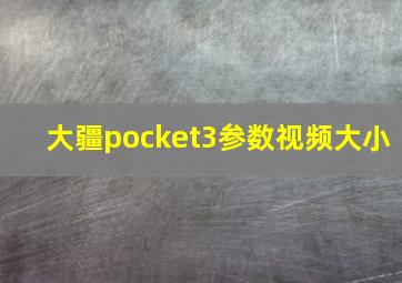 大疆pocket3参数视频大小