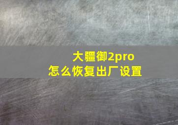 大疆御2pro怎么恢复出厂设置