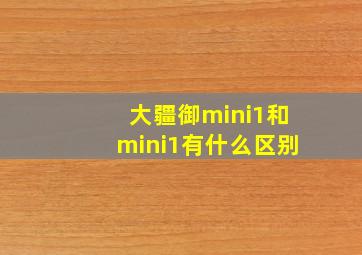 大疆御mini1和mini1有什么区别