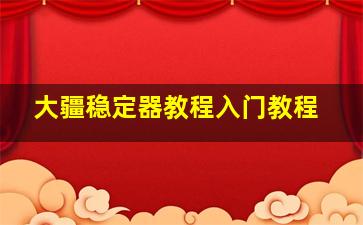 大疆稳定器教程入门教程