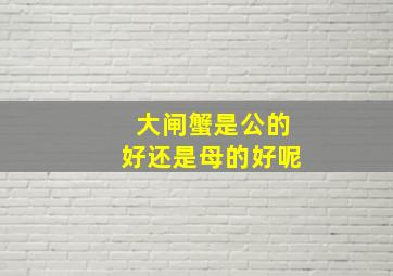 大闸蟹是公的好还是母的好呢